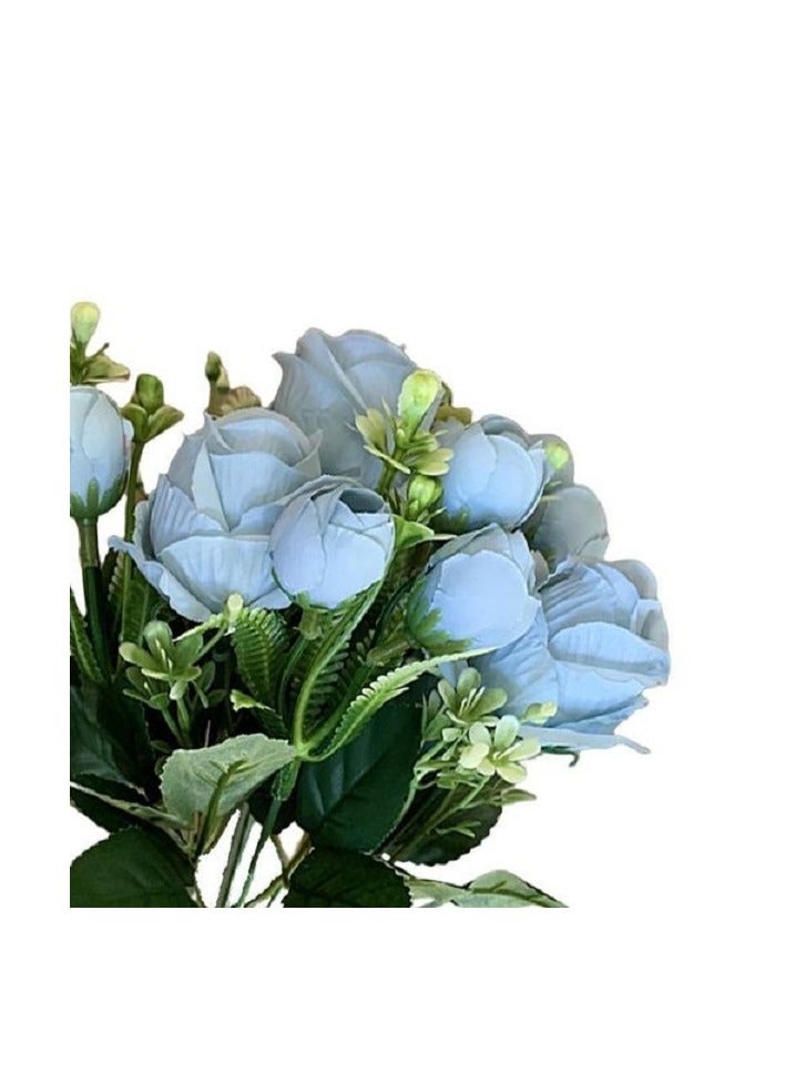 A bouquet of artificial roses sky blue for decoration and decorating vases - Image 2