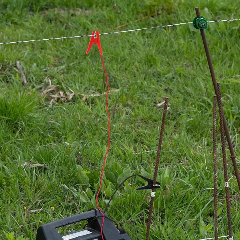 ملحقات شاحن السياج الشمسي 2 قطعة أسلاك توصيل السياج الكهربائي الأحمر والأسود مشابك الأسلاك - Image 3