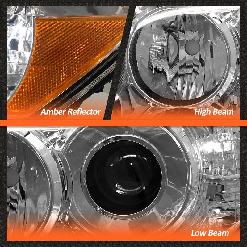 AXLAHA Headlights Assembly for Toyota 4Runner 2006 2007 2008 2009 Chrome Housing Amber Reflector Headlamp Replacement Pair - Image 5