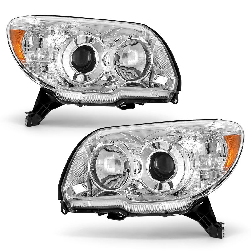AXLAHA Headlights Assembly for Toyota 4Runner 2006 2007 2008 2009 Chrome Housing Amber Reflector Headlamp Replacement Pair - Image 1