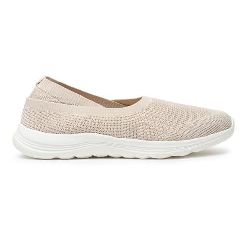 YOHO Knitted Slip-Ons for Women | Lightweight, Stylish & Casual Without Lace Sneakers for Woman | Extra Soft Insole & Shock Absorbing, Walking Loafer Shoes for Ladies SOS-114 | Beige - UK 5 - Image 4
