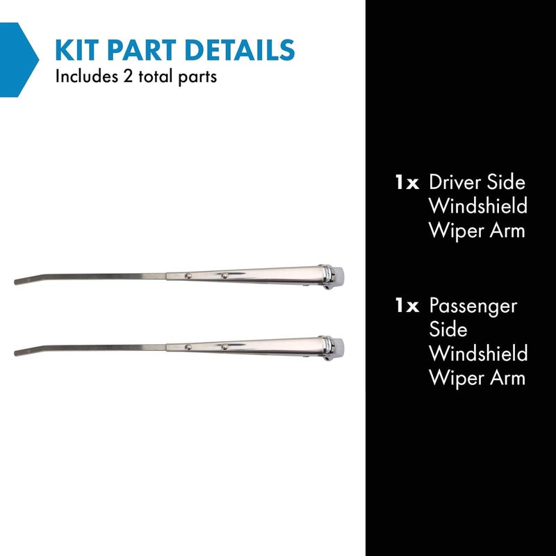 TRQ Windshield Wiper Arm Silver Compatible with 1966-1970 Ford Mustang - Image 2