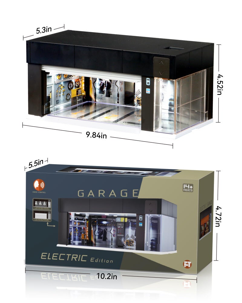 MOCBURIKU 1/64 Scale Diecast Display Case for Hot Wheel Storage with LED Lights, Stackable Electric Garage with Voice Control, 3 Replaceable 3D Scenes Parking Lot Diorama for Model Cars (Black) - Image 2