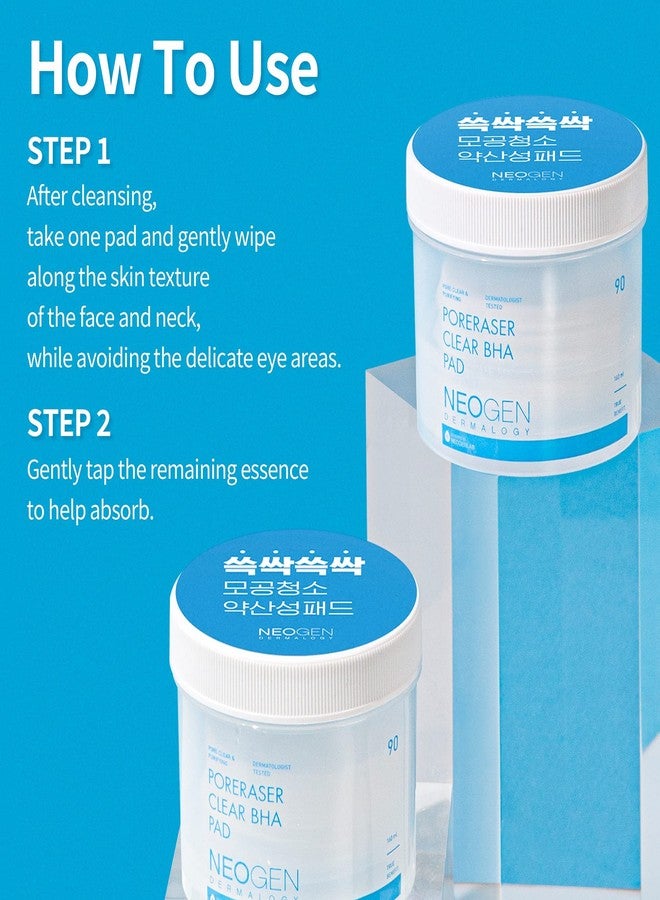 DERMALOGY by NEOGENLAB NEOGEN DERMALOGY Poreraser Clear BHA Pad (90 pads) - Facial Exfoliant for Skin Resurfacing & Blackheads & Enlarged Pores with BHA & Tannins & Evening Primrose, Sensitive Skin - Korean Skin Care - Image 5