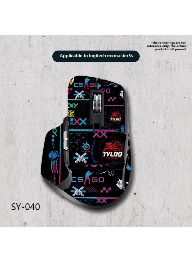 For Logitech MX Master 3 3S Mouse Anti-slip Sticker Master Series All-inclusive Anti-sweat-absorbent Scratch-resistant Belt Back Sticker-Color:Master 3s-sy-040 Team Print/black Diamond-all Inclusive  - Image 1