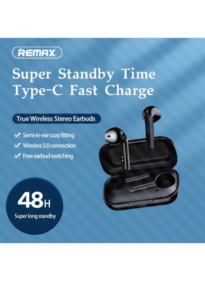 REMAX - TWS-18 High Quality True Wireless Stereo Earbuds - Black - Image 1