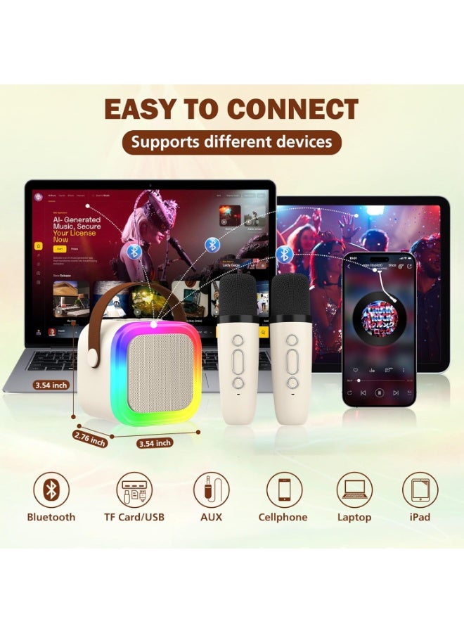 BEYTOR Mini Karaoke Speaker for Kids, Portable Bluetooth Speaker with 2 Wireless Microphones & LED Lights, Perfect Gift for Kids Boys & Girls -Assorted Colour - Image 4