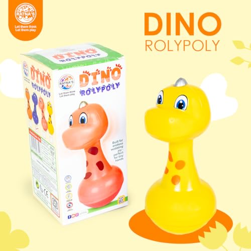 RATNA'S Dino Roly Poly Baby Toy, Bright Colours, Push and Wobble Sound Toy for Kids 8+ Months - Image 4