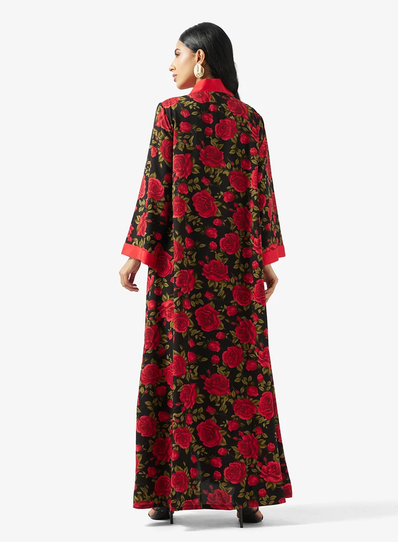 Golden Apple Floral Print 2PCS Set Dress