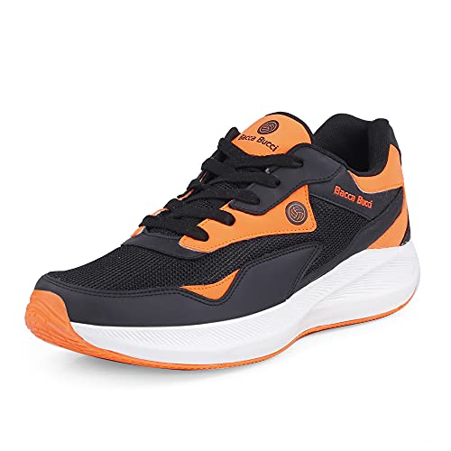 Bacca Bucci® Jump Men's Running Shoe with Padded Insocks for Better Traction with Phylon Bounce Sole for Running Gyming & Training- Black/Orange, Size UK8 - Image 1