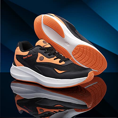 Bacca Bucci® Jump Men's Running Shoe with Padded Insocks for Better Traction with Phylon Bounce Sole for Running Gyming & Training- Black/Orange, Size UK8 - Image 2