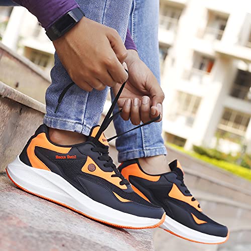 Bacca Bucci® Jump Men's Running Shoe with Padded Insocks for Better Traction with Phylon Bounce Sole for Running Gyming & Training- Black/Orange, Size UK8 - Image 3