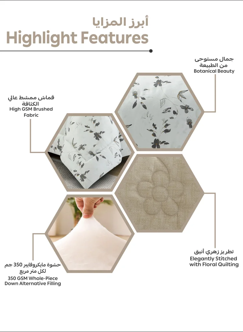 Donetella Bedding Comforter Set Single Size, 4-Pcs Bed Set Fits 120x200 Cms -Printed Bedding Set-All Season- Brushed Microfiber (طقم مفرش سرير فندقي)