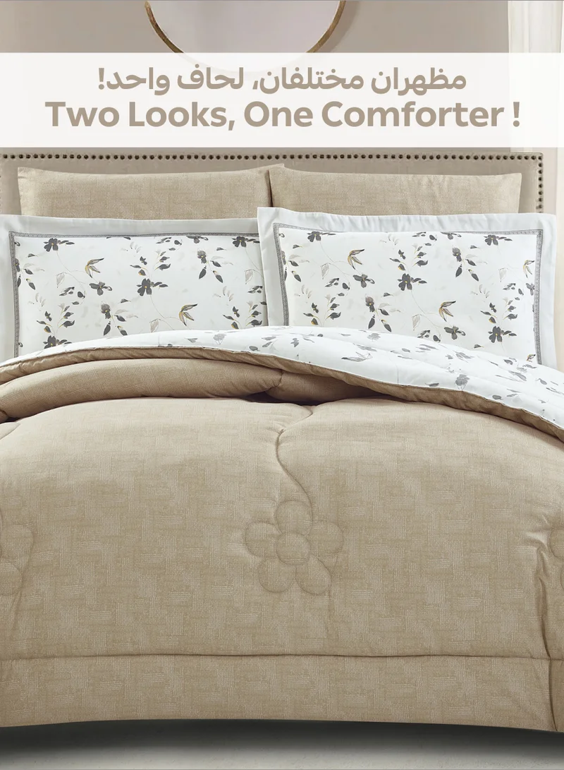 Donetella Bedding Comforter Set Single Size, 4-Pcs Bed Set Fits 120x200 Cms -Printed Bedding Set-All Season- Brushed Microfiber (طقم مفرش سرير فندقي)