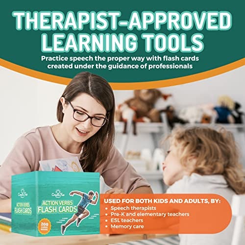 CreateFun 200 Action Verbs Flash Cards - Vocabulary Builder Educational Photo Cards for Speech Therapy, ESL & Homeschooling | Realistic Diverse Pictures for Kids & Adults with Autism, Dementia, Aphasia, SLP - Image 3