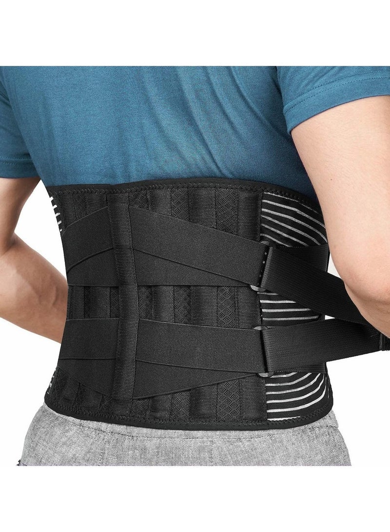 Generic Back Braces for Lower Back Pain Relief with 6 Stays Breathable Back Support Belt for Men/Women for work Anti-skid lumbar support belt with 16-hole Mesh (Large)  - Image 1