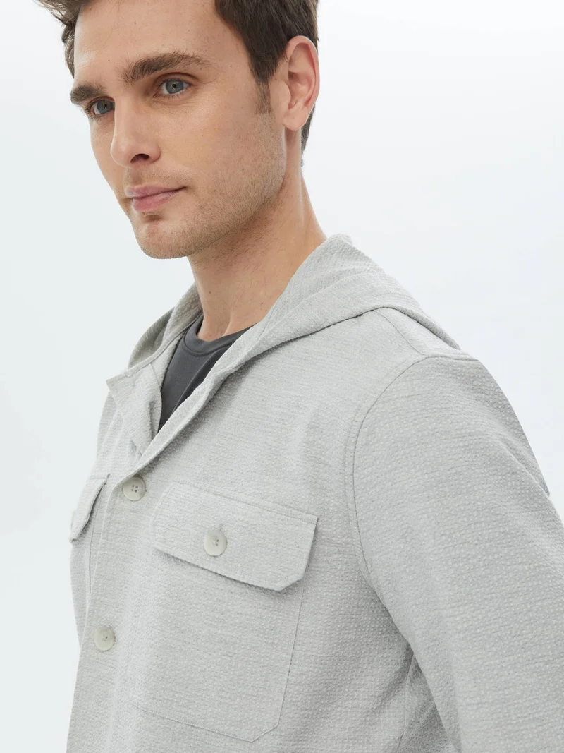 كيب Gray Regular Fit Woven Cotton Blend Overshirt