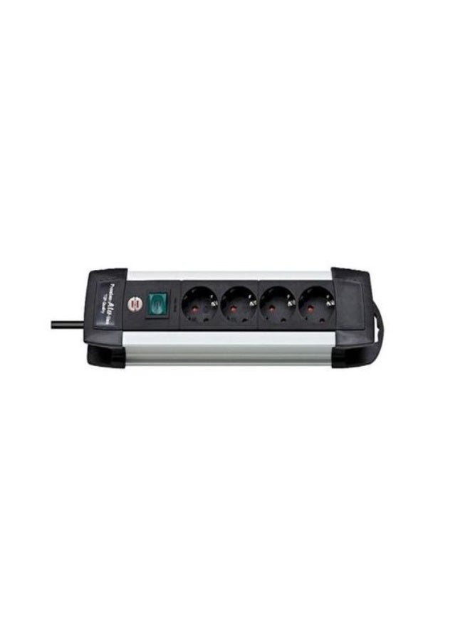 4-way combined power strip - 1.8m 4-eye aluminum electrical power strip with 4 European plugs and on/off switch. - Image 1