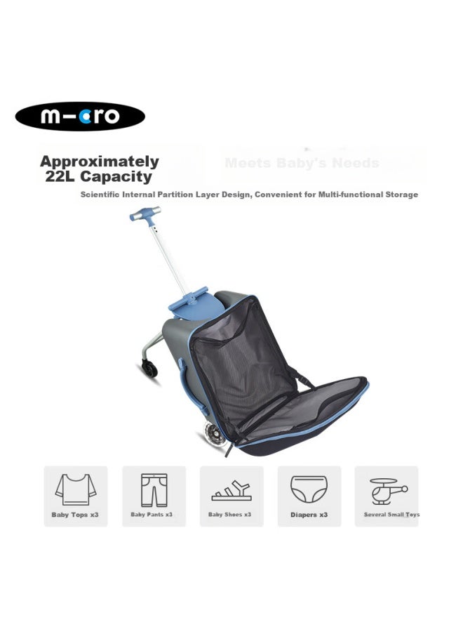 M-Cro Micro [new Product] Maigu Micro Children's Suitcase, Rideable And Carry-on Luggage For Travel, Ice Blue Color - Image 2