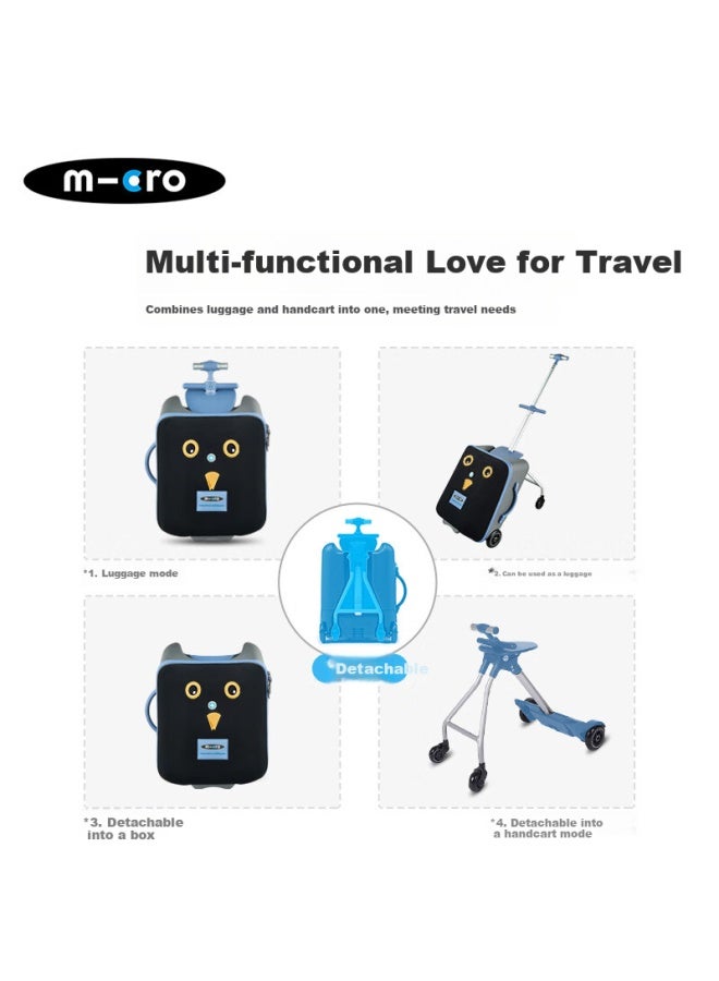 M-Cro Micro [new Product] Maigu Micro Children's Suitcase, Rideable And Carry-on Luggage For Travel, Ice Blue Color - Image 1