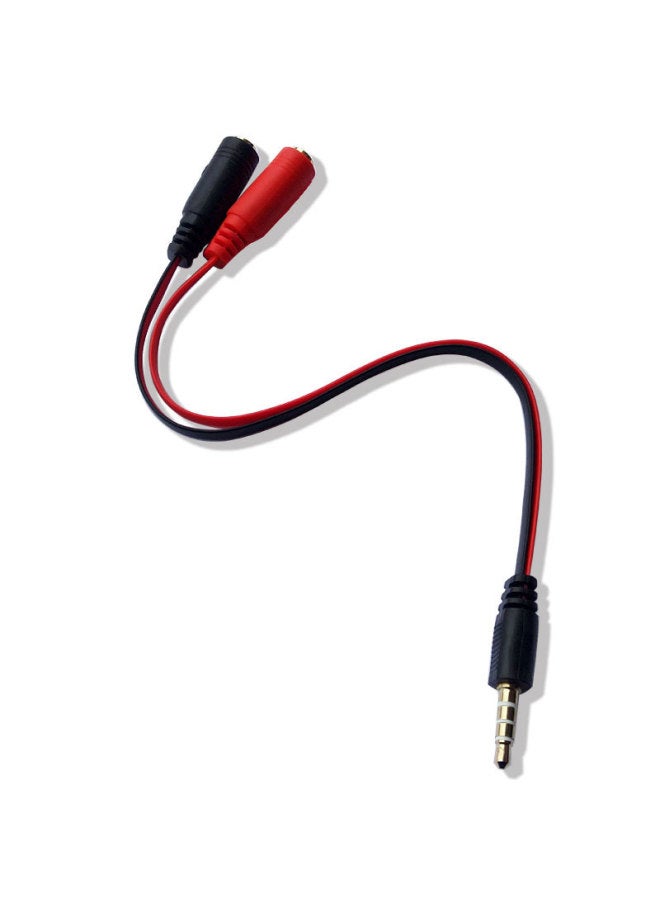 3.5mm Audio One-Two Adapter Headset Microphone Extension Cable Computer Mobile Phone Adapter Cable-Color:Black Red  - Image 1
