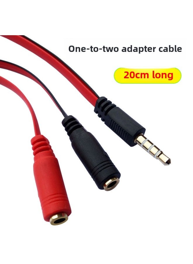 3.5mm Audio One-Two Adapter Headset Microphone Extension Cable Computer Mobile Phone Adapter Cable-Color:Black Red  - Image 2