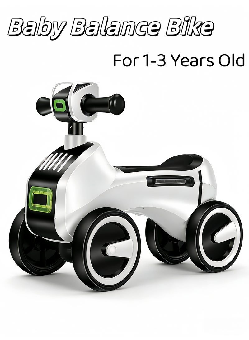 Kids Ride on Car,Toddler Push Walker,Push Ride-on Car,foot-powered,walking trainer,toddler push walker,No Pedal,with Steering,with Lights, Music,for Kids 1 to 3 Years(White+Black) - Image 1