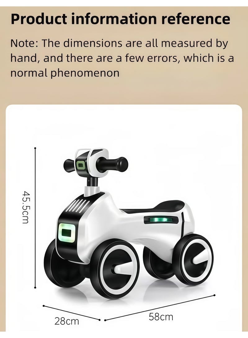 Kids Ride on Car,Toddler Push Walker,Push Ride-on Car,foot-powered,walking trainer,toddler push walker,No Pedal,with Steering,with Lights, Music,for Kids 1 to 3 Years(White+Black) - Image 2