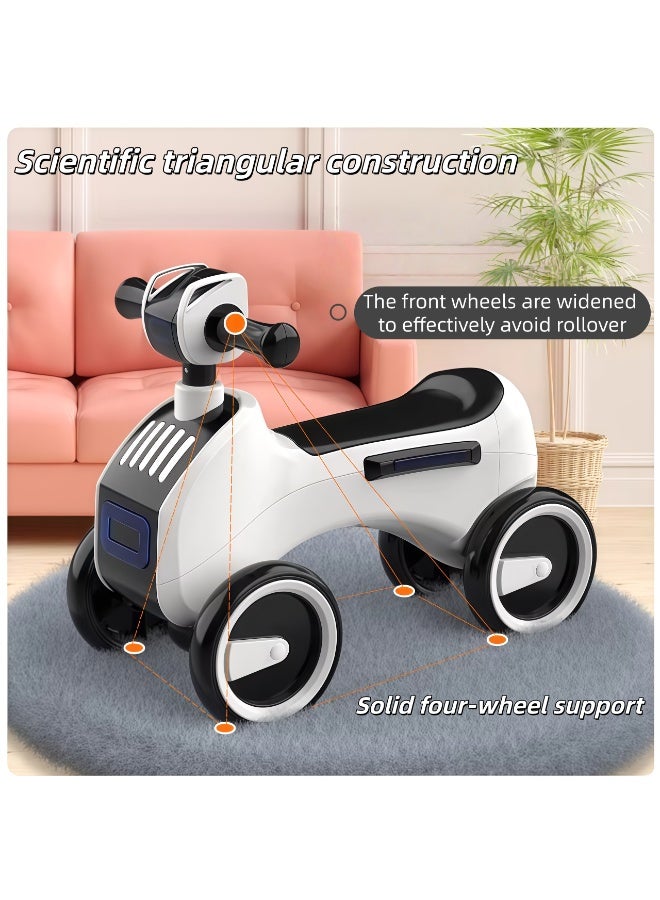 Kids Ride on Car,Toddler Push Walker,Push Ride-on Car,foot-powered,walking trainer,toddler push walker,No Pedal,with Steering,with Lights, Music,for Kids 1 to 3 Years(White+Black) - Image 3