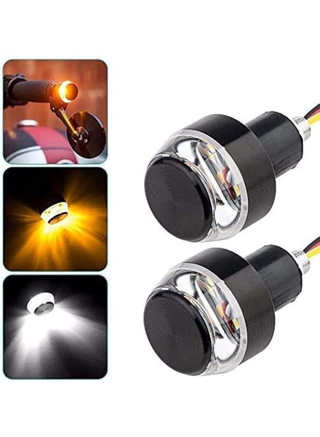 مقابض دراجة نارية LED مزودة بإضاءة LED، إشارات، وساعة منبه - قطعتان - ضوء أصفر وأبيض - سلك ثلاثي الأطراف لمفتاح الإضاءة - كابر تريد - Image 1