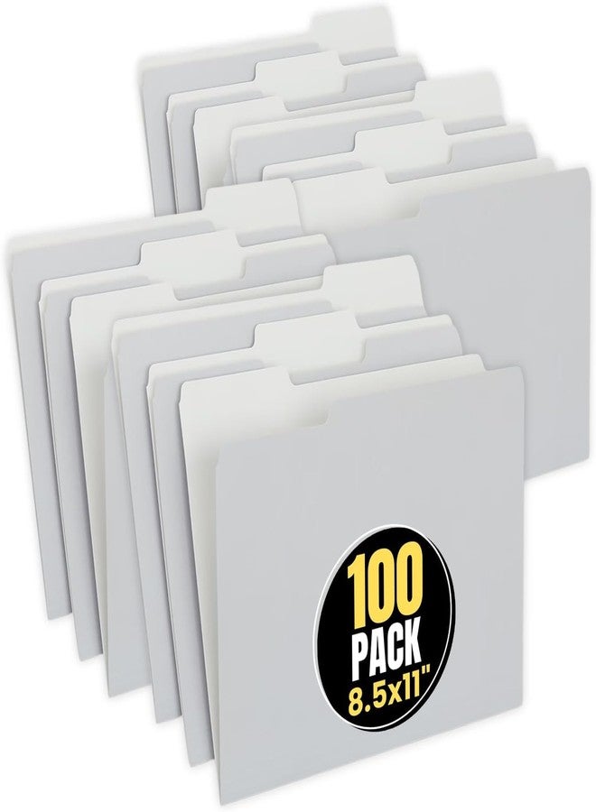1InTheOffice Gray File Folders, 1/3 Cut Tab, Letter Size Filling Folder, 100 /Pack - Image 1