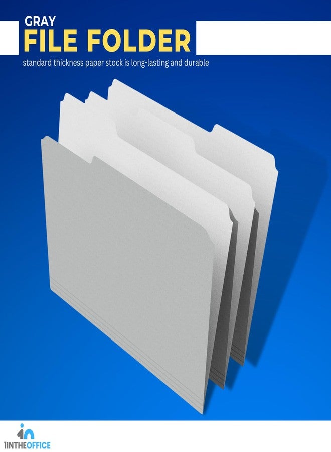 1InTheOffice Gray File Folders, 1/3 Cut Tab, Letter Size Filling Folder, 100 /Pack - Image 5