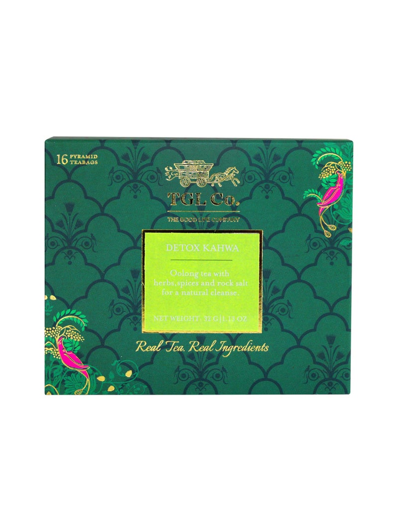 TGL Co. The Good Life Company TGL Detox Kahwa, 32 Oolong with Herbs Teabag Box for Sliming (30 Tea Bags + 2 Free Exotic Sample) - Image 1