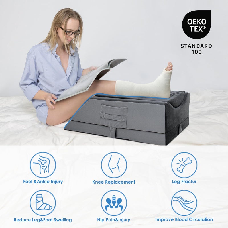 Kehangte Leg Elevation Pillows for After Surgery,4-Height Adjustable Leg Elevating Pillow,Knee Surgery Recovery Equipment,Improving Blood Circulation,Ankle/Foot Surgery Swelling, Washable Cover - Image 5