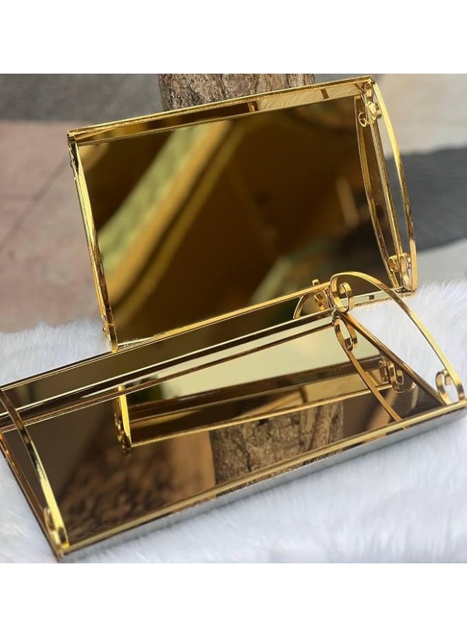 طقم صينية تقديم 2 قطعة – حجم كبير (40×28) وحجم صغير (35×26) بخامة نقية وجودة عالية اضيفى لمسة عصرية ومميزة لسفرتك AR - Image 2