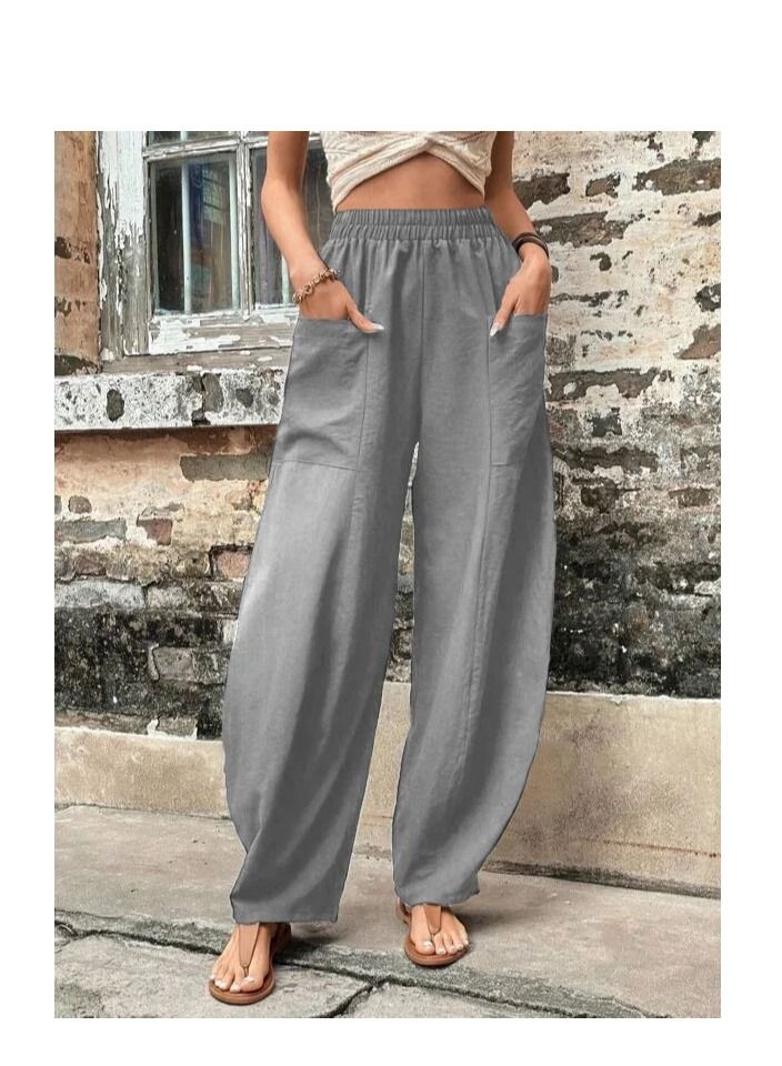 Loquat New Women's Mid-waist Loose Casual Pants 