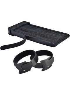 erorex 60Pcs Fastening Cable Ties Reusable Premium 6 Inch Adjustable Cord Ties Microfiber Cloth Cable Management Straps Hook Loop Cord Organizer Wire Ties Reusable Black Colors  - Image 1