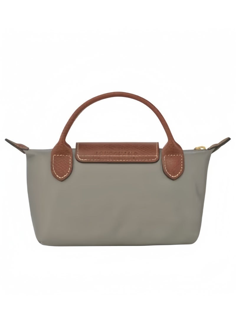 Longchamp حقيبة كاميرا ميني أنيقة للنساء - تصميم فليب من الجلد الفاخر، مقبض علوي وحزام كتف قابل للفصل، حقيبة كتف فاخرة مدمجة بلون رمادي تيرتل دوف - Image 3