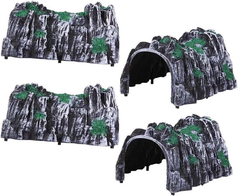 Yardwe 4Pcs Plastic Simulation Rockery Tunnel Track Railway Accessory Funny DIY Tunnel for Model Railway Scenery Compact Design Safe and for Family Interaction - Image 1