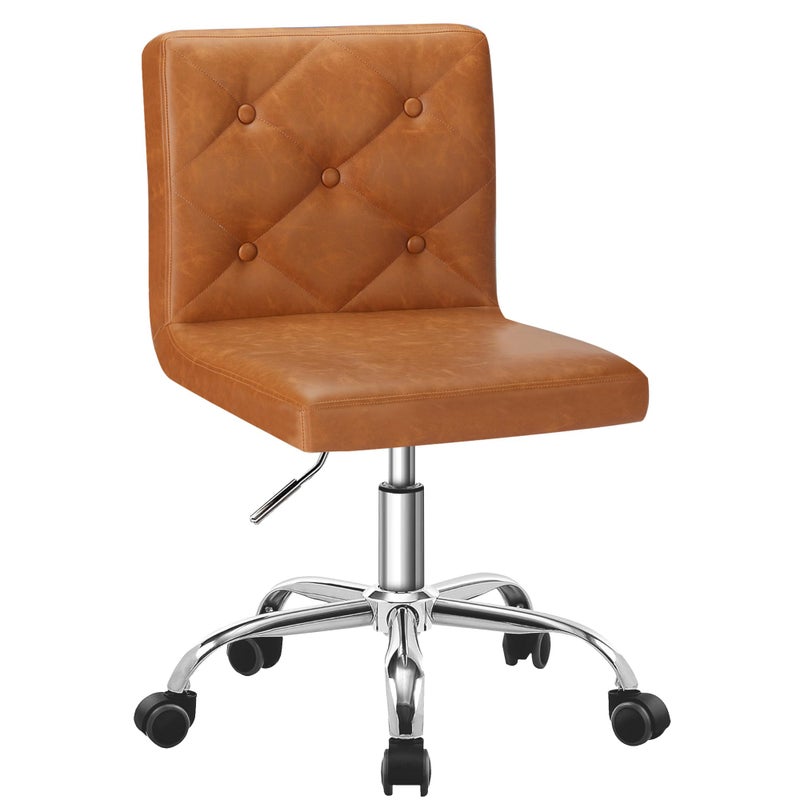 VECELO PU Leather MidBack Armless Desk Chair Adjustable Height 360 Rolling Swivel for Home Office Work Dark Brown