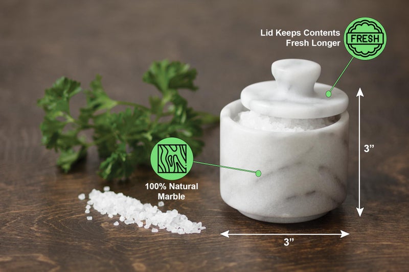 Fox Run Marble Salt Cellar, White 3" x 3" - Image 2