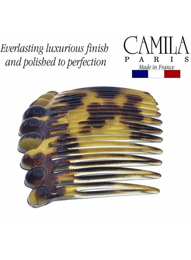 CAMILA Paris CP2871/2 French Hair Side Comb Small Rounded, Tokio French Twist Hair Combs Decorative, Strong Hold Hair Clips for Women Bun Chignon Up-Do Styling Girls Hair Accessories, Made in France - Image 3