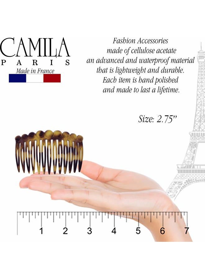 CAMILA Paris CP2871/2 French Hair Side Comb Small Rounded, Tokio French Twist Hair Combs Decorative, Strong Hold Hair Clips for Women Bun Chignon Up-Do Styling Girls Hair Accessories, Made in France - Image 2