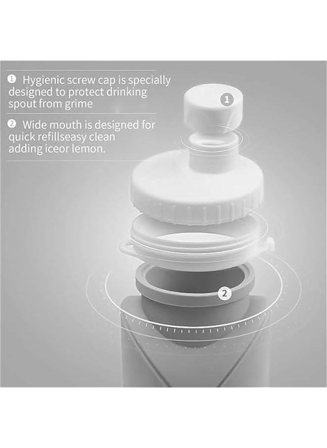 HOOKOR Collapsible Water Bottles Cups Leakproof Valve Reusable BPA Free Silicone Foldable Travel Water Bottle Cup for Gym Camping Hiking Travel Sports Lightweight Durable (Grey)  - Image 5