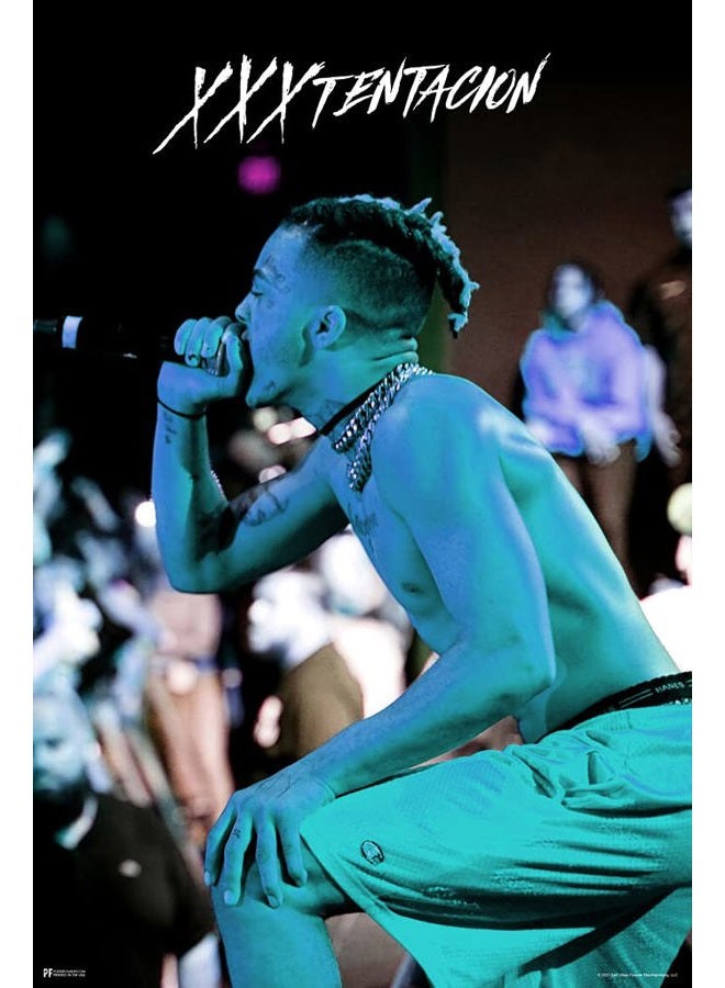 Poster Foundry XXXtentacion Concert Blue XXXtentacion Merch Bad Vibes Forever XXX 17 Album Art Skins Trap Music Aesthetic XXXtenations Merch XXtentacion Tapestry Rapper Cool Wall Art Print 12x18 - Image 1