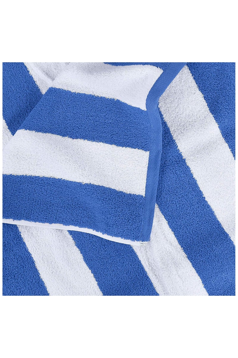 فابينني منشفة شاطئ قطنية 30 × 60 بوصة، منشفة حمام صيفية مخططة، 76 × 152 سم، منشفة حمام كبيرة الحجم، فائقة الامتصاص وسريعة الجفاف، زرقاء - Image 2