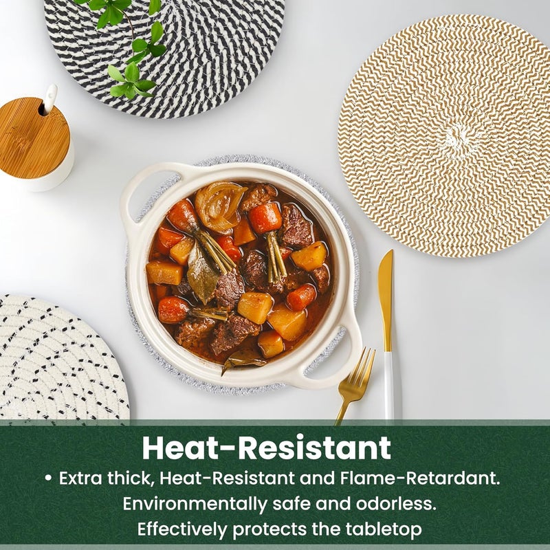 KITLAB 8 Inch Trivets for Hot Dishes, Hot Pots and Pans, Thick Heat Resistant Large Coaster for Kitchen, Hot Pads, Kitchen Essentials, Kitchen Decor for Table & Countertop, 6 Pcs - Image 5