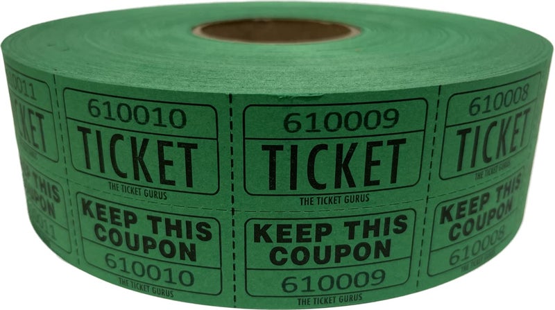 The Ticket Gurus Raffle Tickets - (4 Rolls of 2000 Double Tickets) 8,000 Total 50/50 Raffle Tickets (Blue/Green/Red/White) … - Image 2