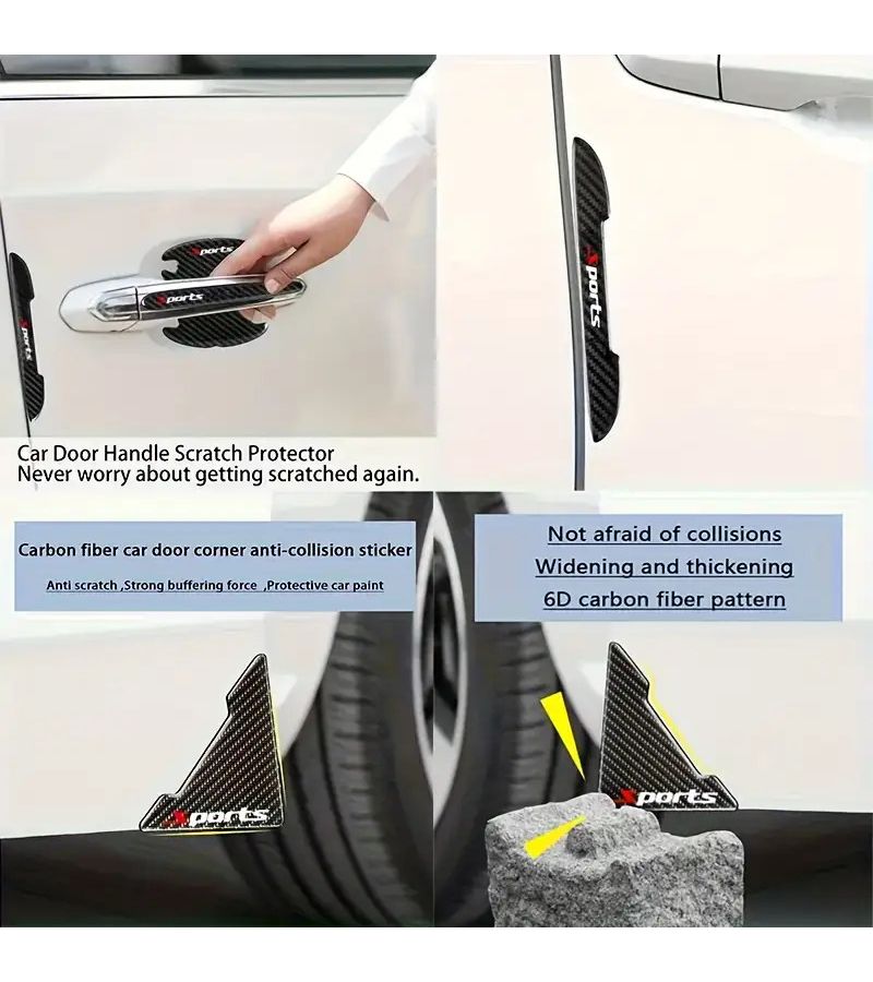 Carbon Fiber 18 Piece Car Exterior Protection Set Door Edge Handle Shield Mirror Cover - Image 4