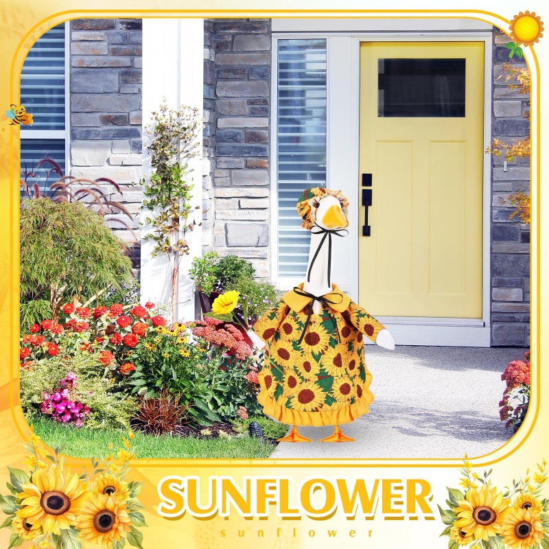 FuWeave Spring Sunflower Goose Outfit Lawn Porch Goose Clothes Costume 23" Geese Outdoor Patio Yard Lawn Art Decoration - Image 4